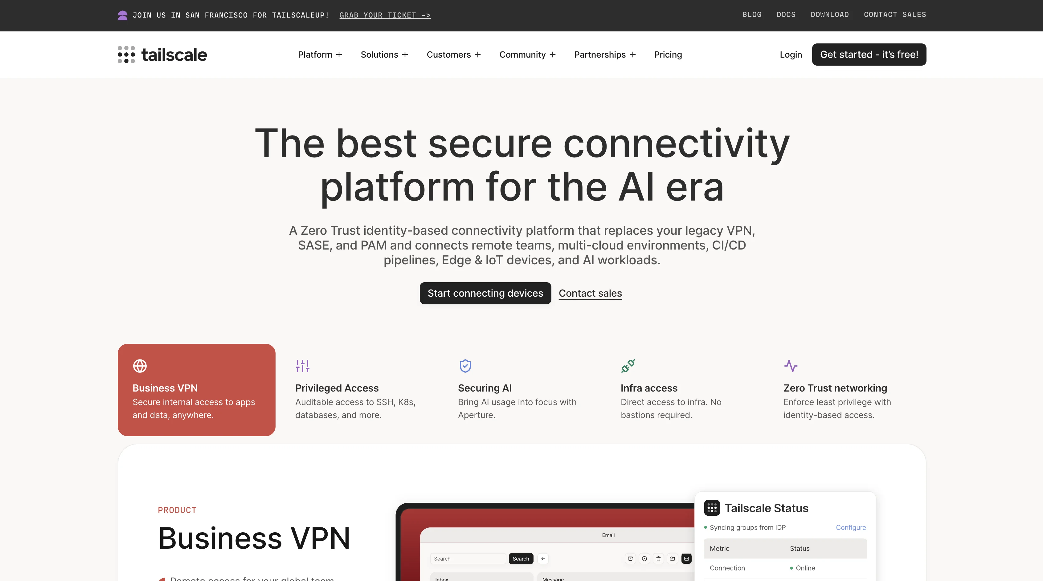 Tailscale authentication page